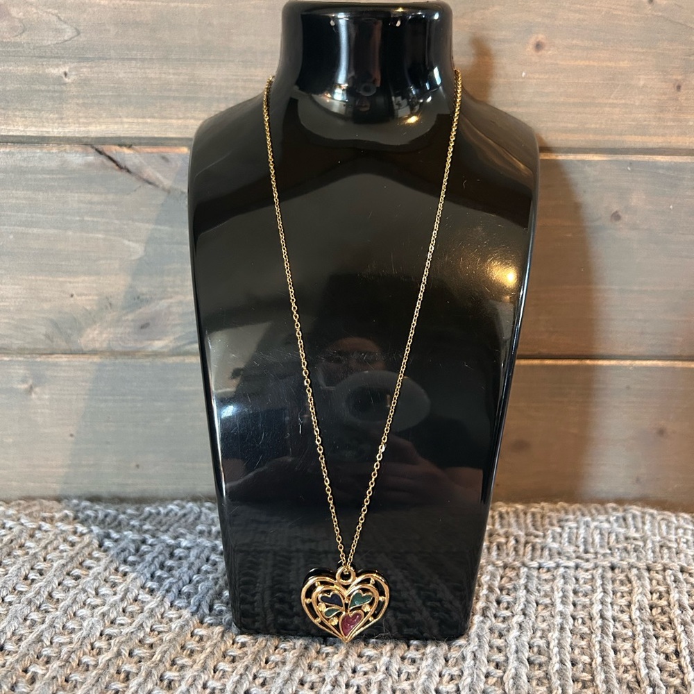3/$10 Gold Tone Heart Pendant Necklace